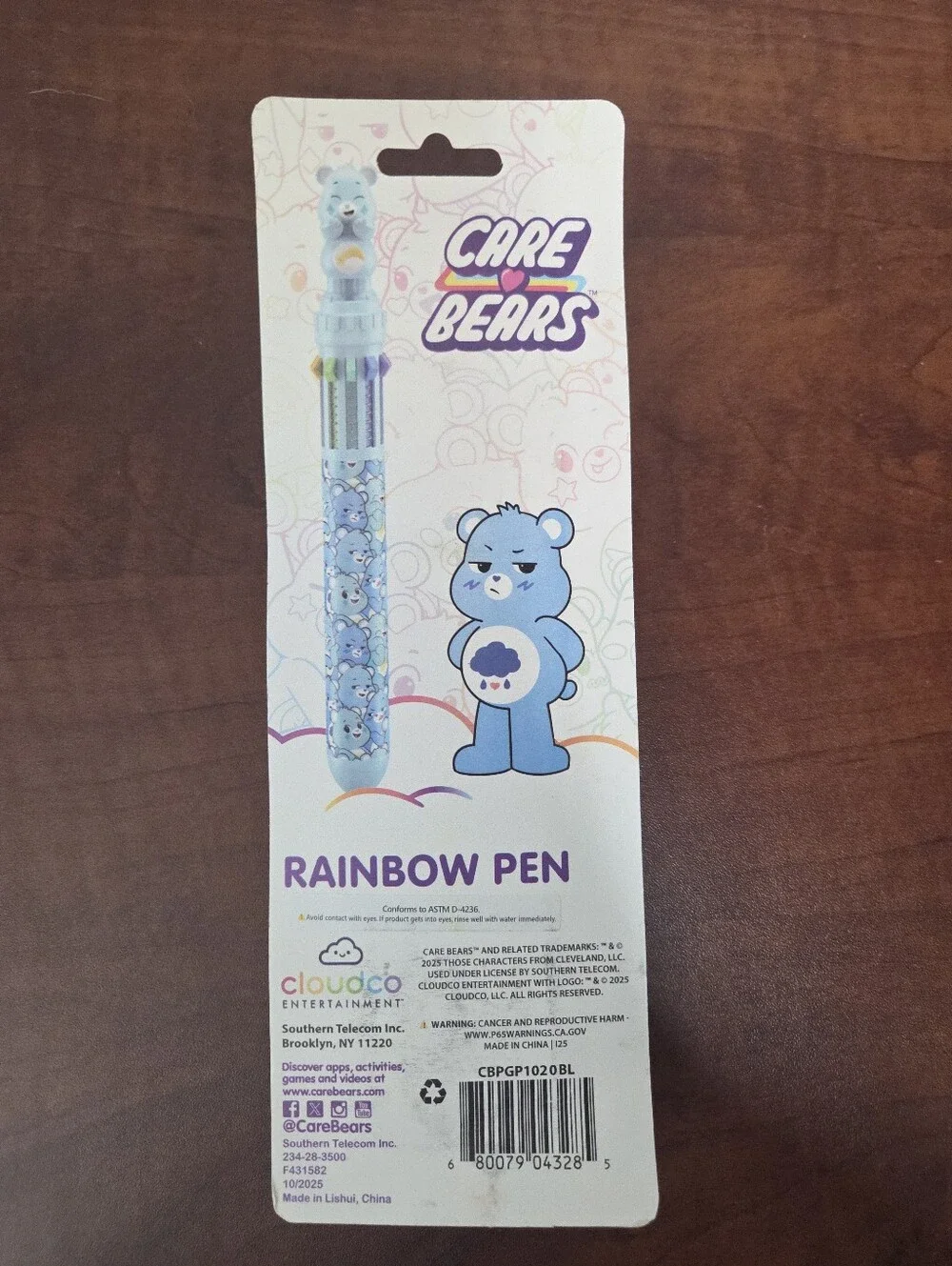 Pick 1 of Care Bears Blue or Pink Multi-Ink Rainbow Pen with Bear Topper Nwt